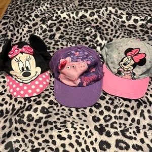 🆑FINAL PRICE‼️ Bundle of 3 girls hats. 2 Minnie 1 Peppa pig